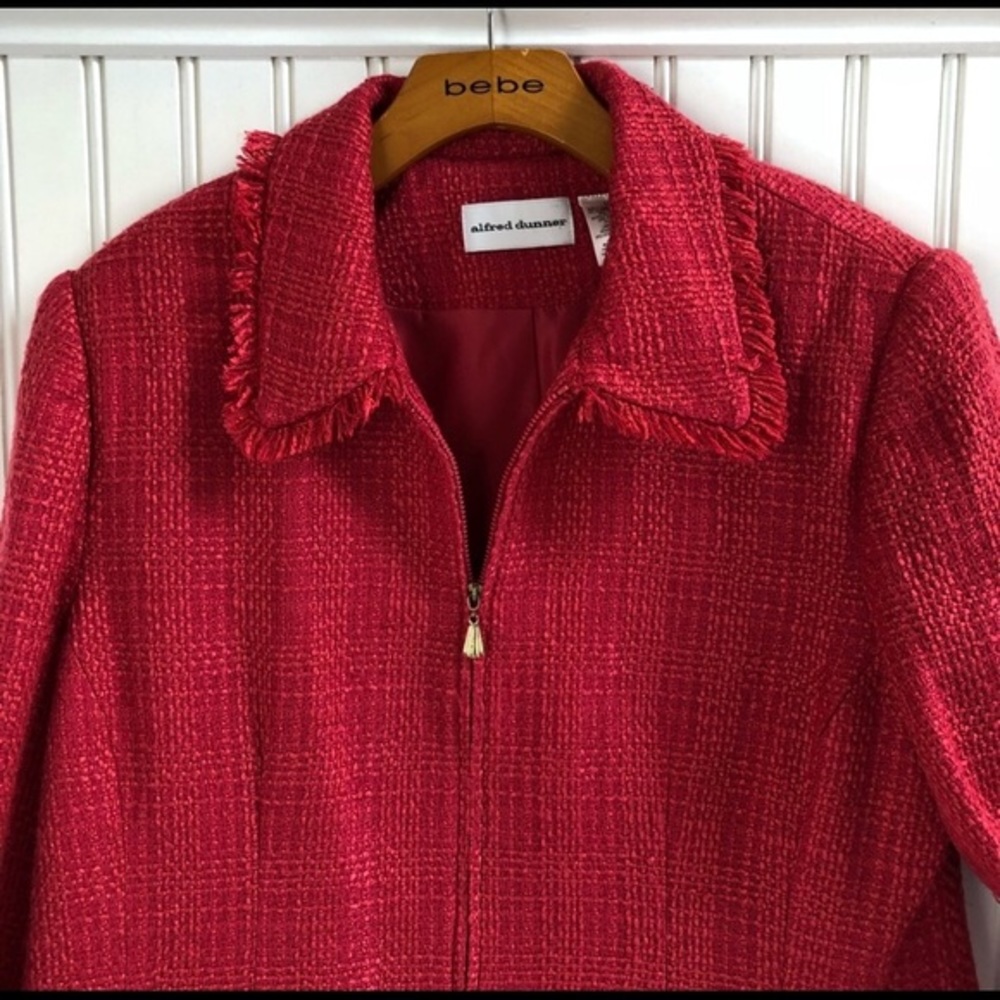 Tweed Fringe-Hem Lightweight Jacket - Alfred Dunner